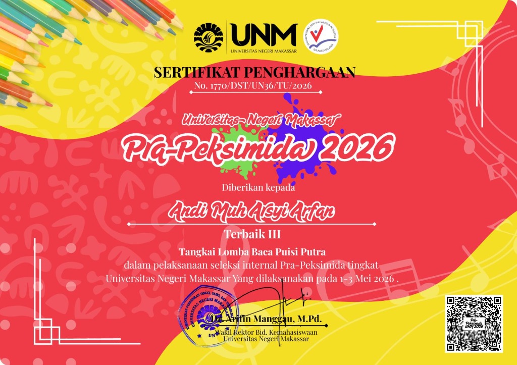 Sertifikat Penghargaan Pra-Peksimida UNM